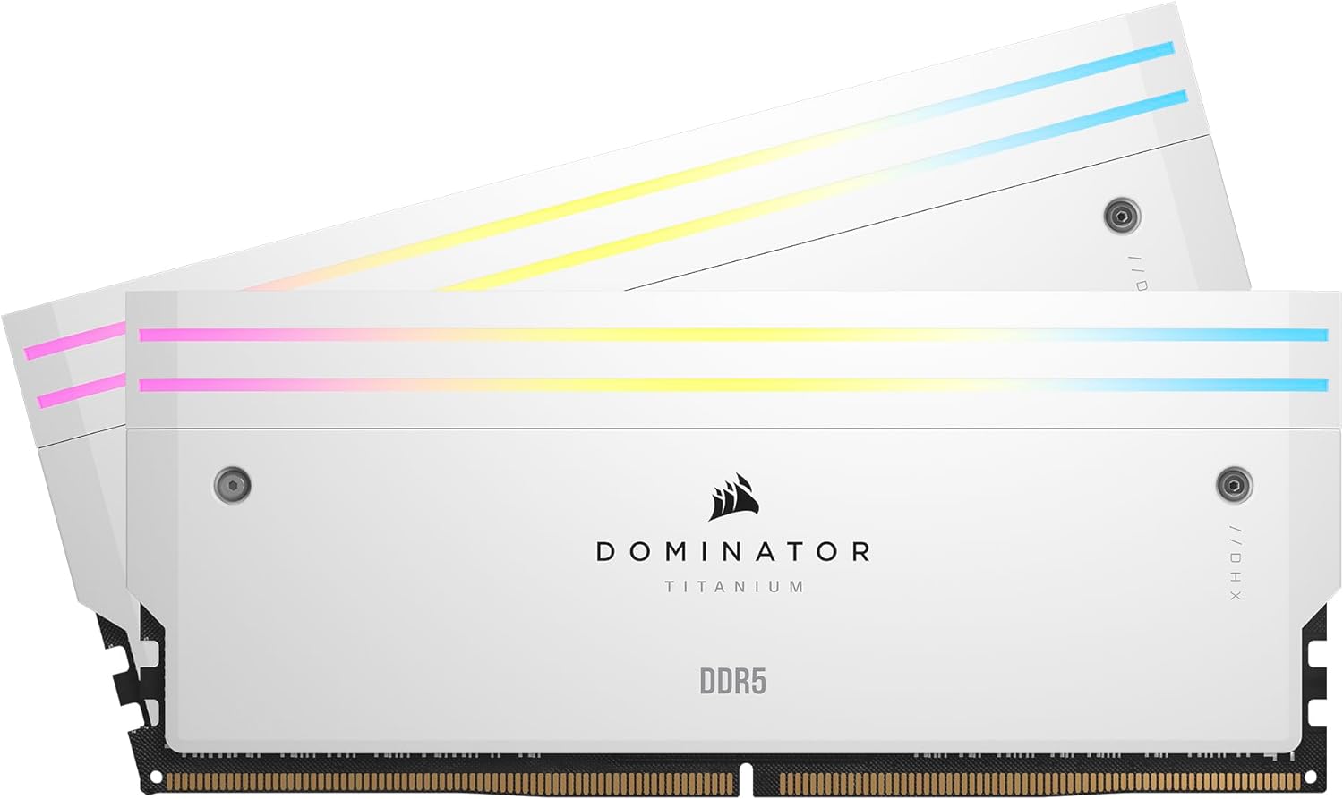 Gaming DesktopCorsair DOMINATOR® TITANIUM RGB 64GB (2x32GB) DDR5 DRAM 6600MT/s CL32 Intel XMP Memory Kit — White Gaming DesktopCorsair DOMINATOR® TITANIUM RGB 64GB (2x32GB) DDR5 DRAM 6600MT/s CL32 Intel XMP Memory Kit — White